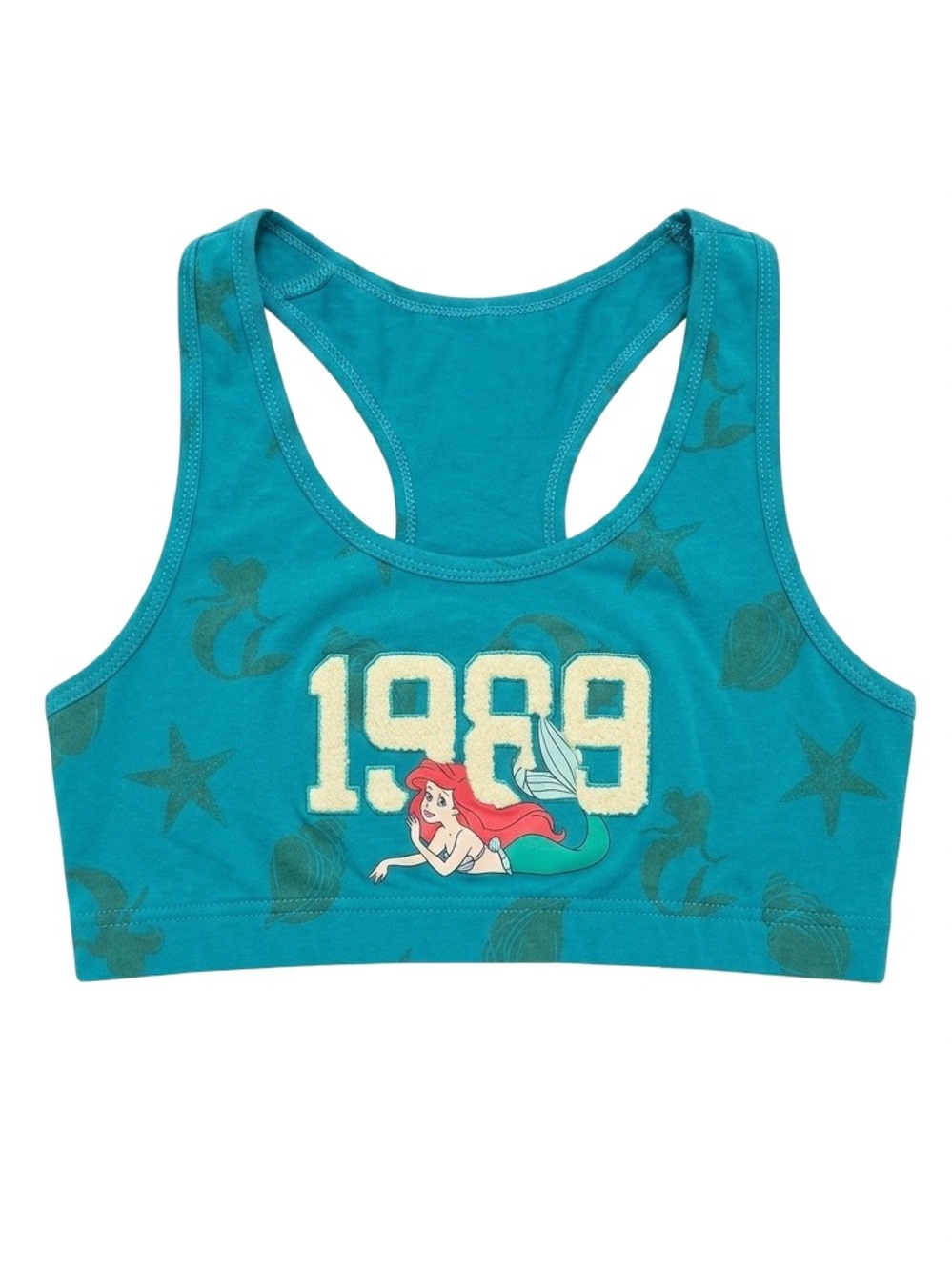 NWT Disney The Little Mermaid Ariel Sports Bra Large Hot Topic Teal 1989 Crop